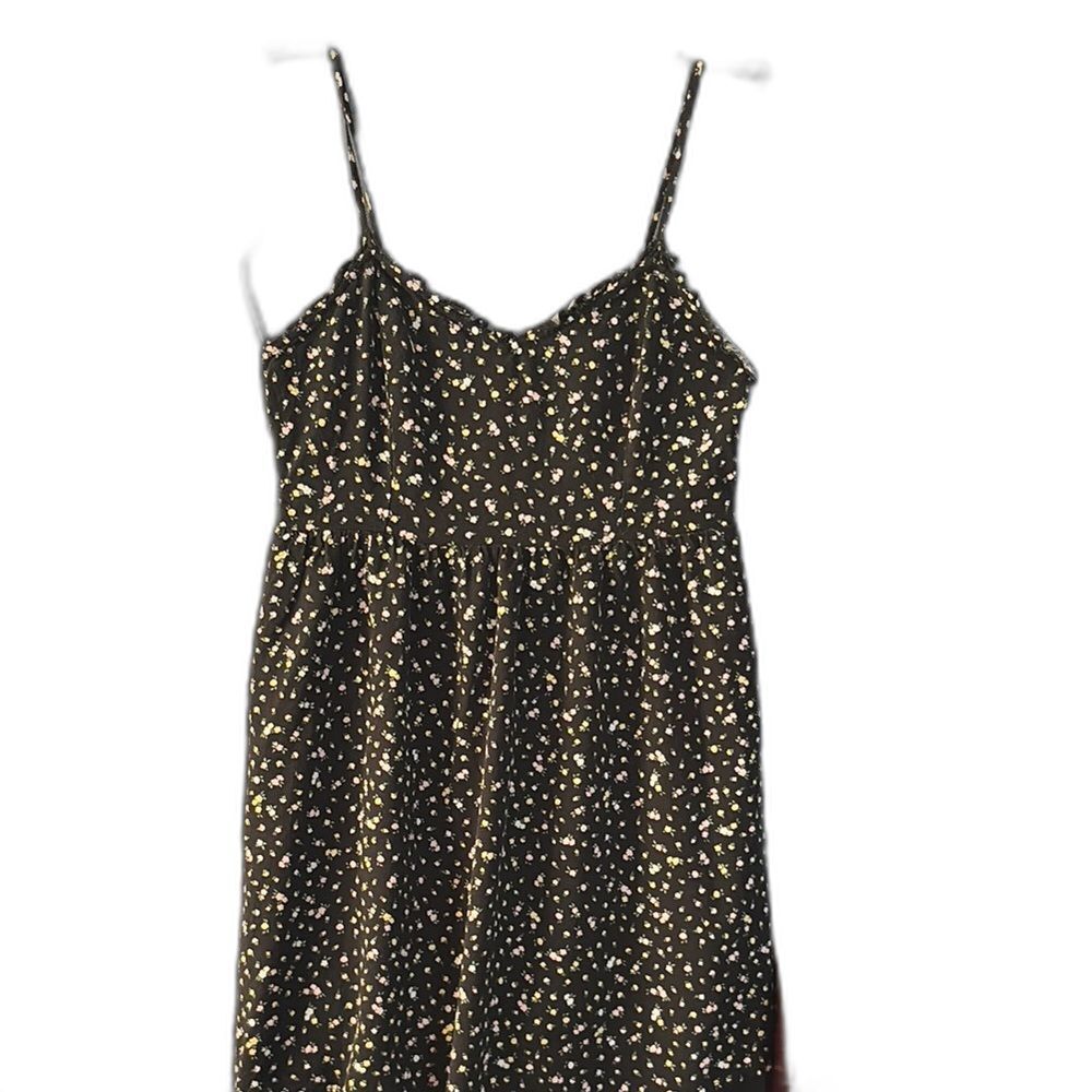 H&M Black Midi Sundress with Spaghetti Straps and Sweetheart Neckline size M
